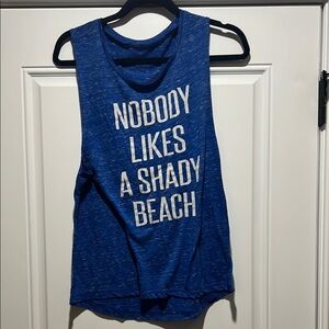 Blue Beach Graphic Tank Top Size Large
